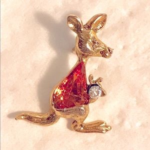 Guardian Angel lapel pin. Kangaroo displays Topaz November’s birthstone